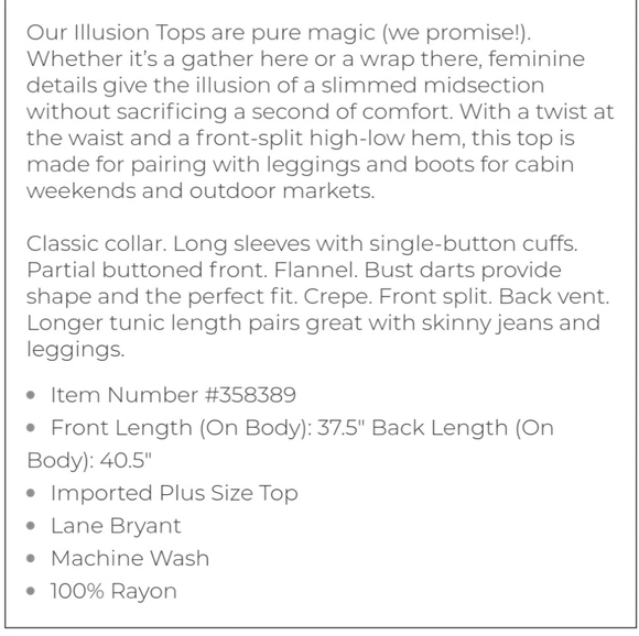 Lane Bryant NWT Plaid Twist-Front High-Low Tunic Plus Size 22 - Picture 2 of 3